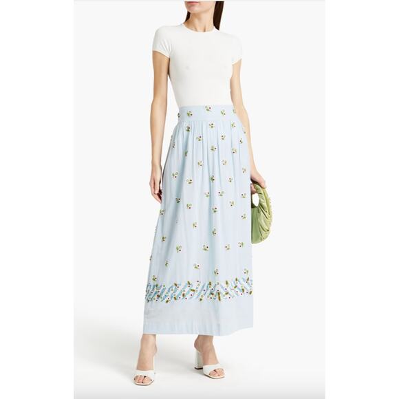 ANTIK BATIK Beata Embellished Gathered‎ Cotton Maxi Skirt Medium - Picture 2 of 13